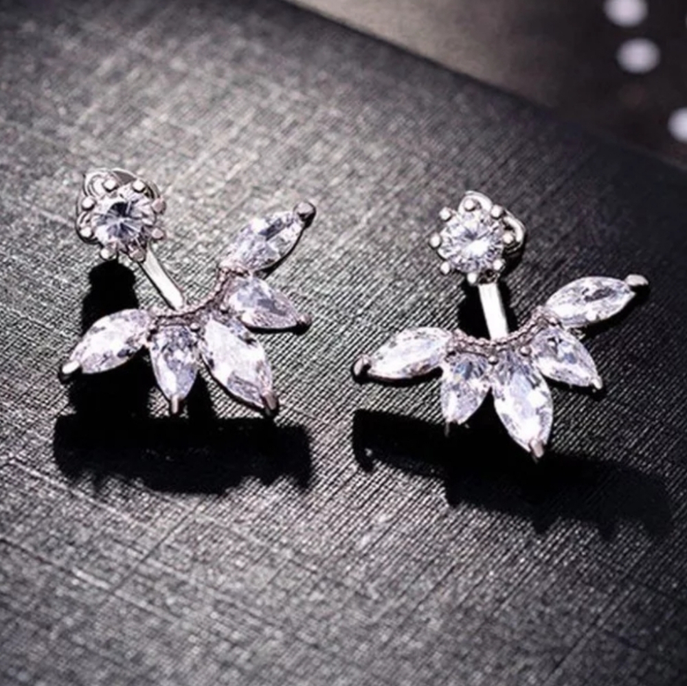 Silver Tone CZ Stud Earrings
